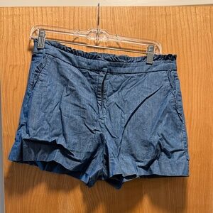 J.CREW CHAMBRAY RUFFLE SHORTS, SIZE 6